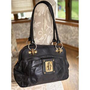 B Makowsky Black Leather Shoulder Bag Genuine Leather Large NO WEAR